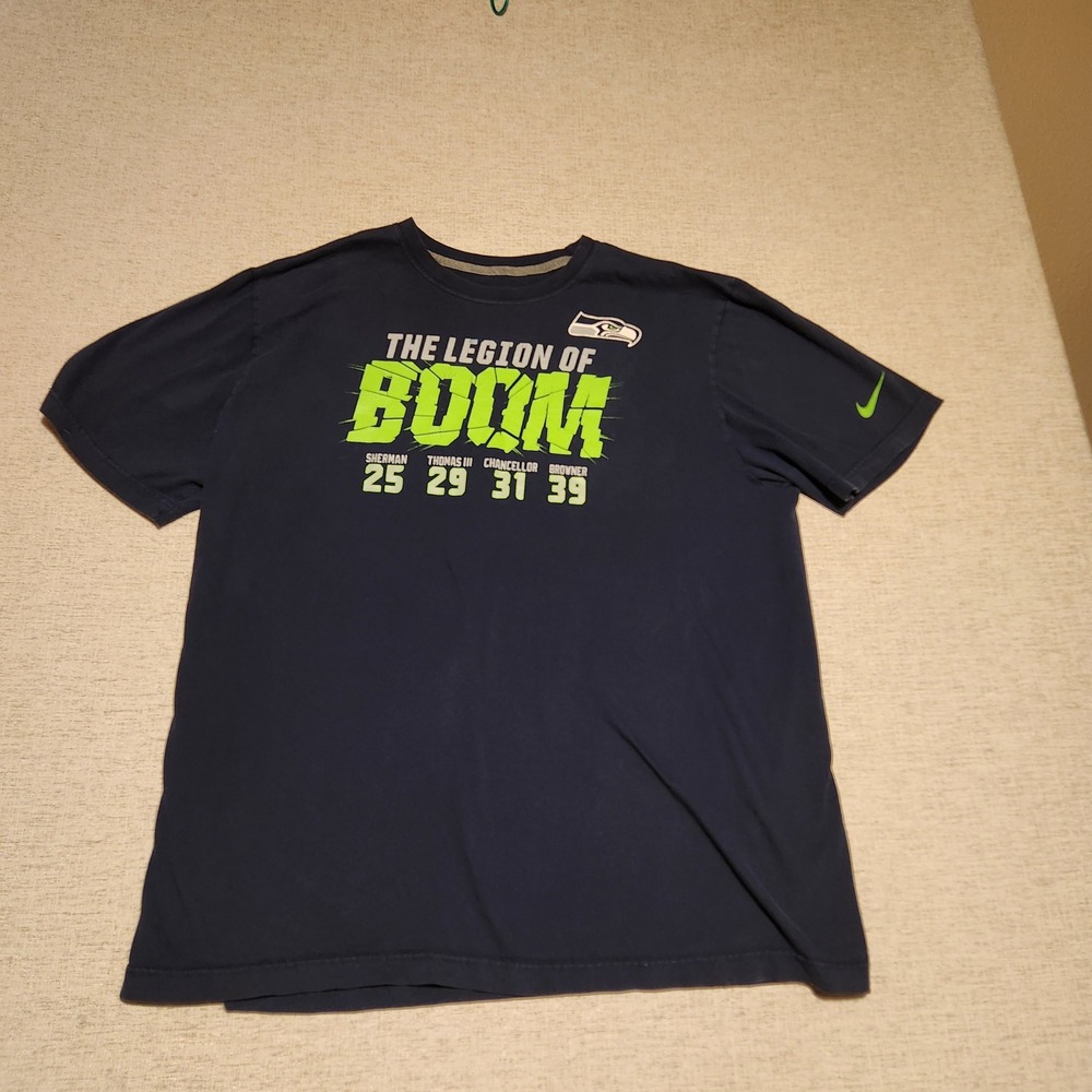 Nike T-Shirt Mens XXL Navy Seattle Seahawks Legion of Boom Graphic Tee